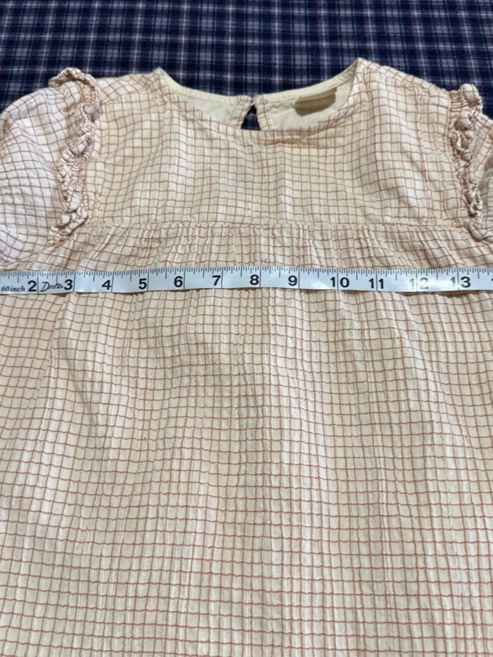 Minymo Girls' Cream Long-Sleeve Checked Casual Dress